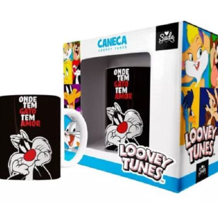 Caneca Frajola Looney Tunes Onde Tem Gato Tem Amor