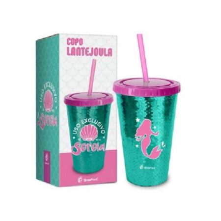 Copo Canudo Lantejoulas
