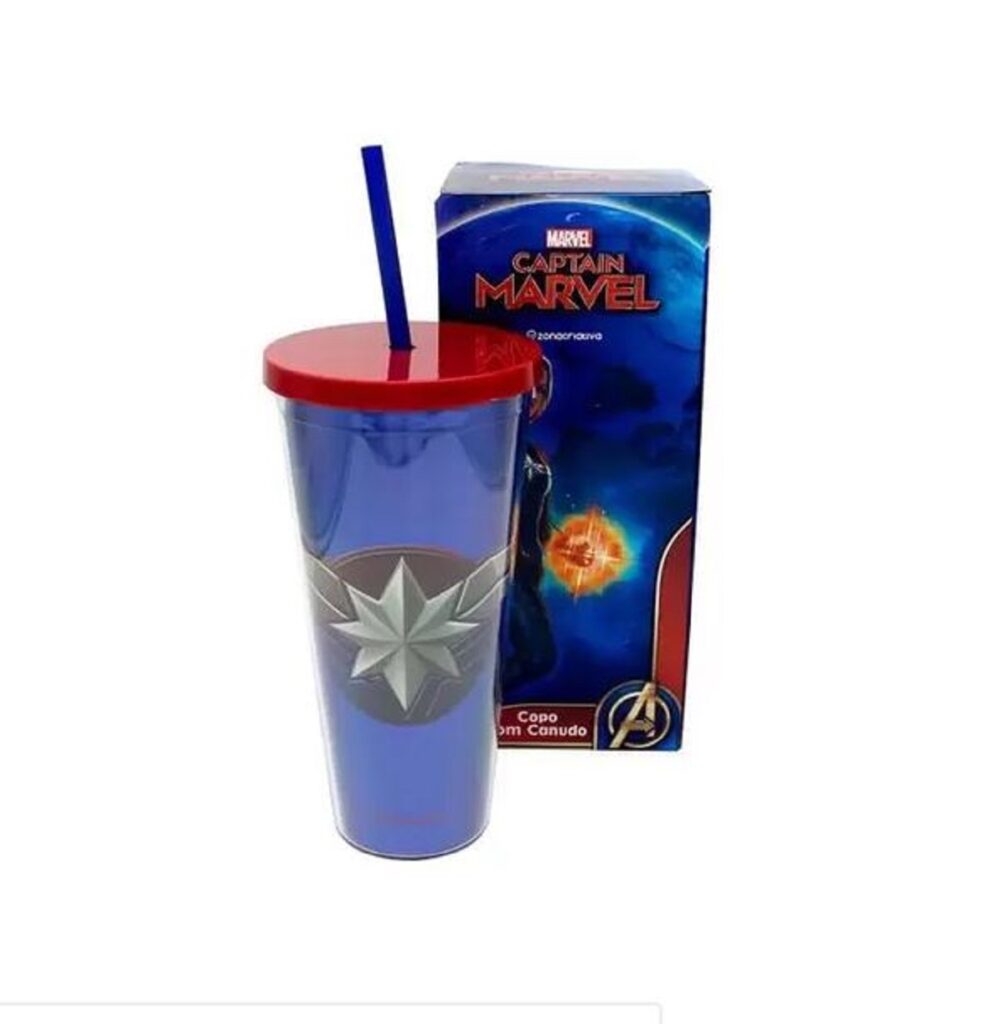 Copo Térmico com Canudo Capitã Marvel