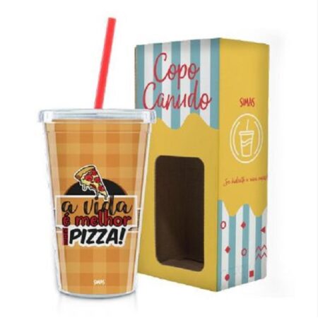 Copo Canudo A Vida è Melhor Com Pizza
