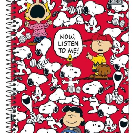 Caderno De 01 Matéria Capa Dura Tilibra Com 96 Folhas - Snoopy Now Listen To Me