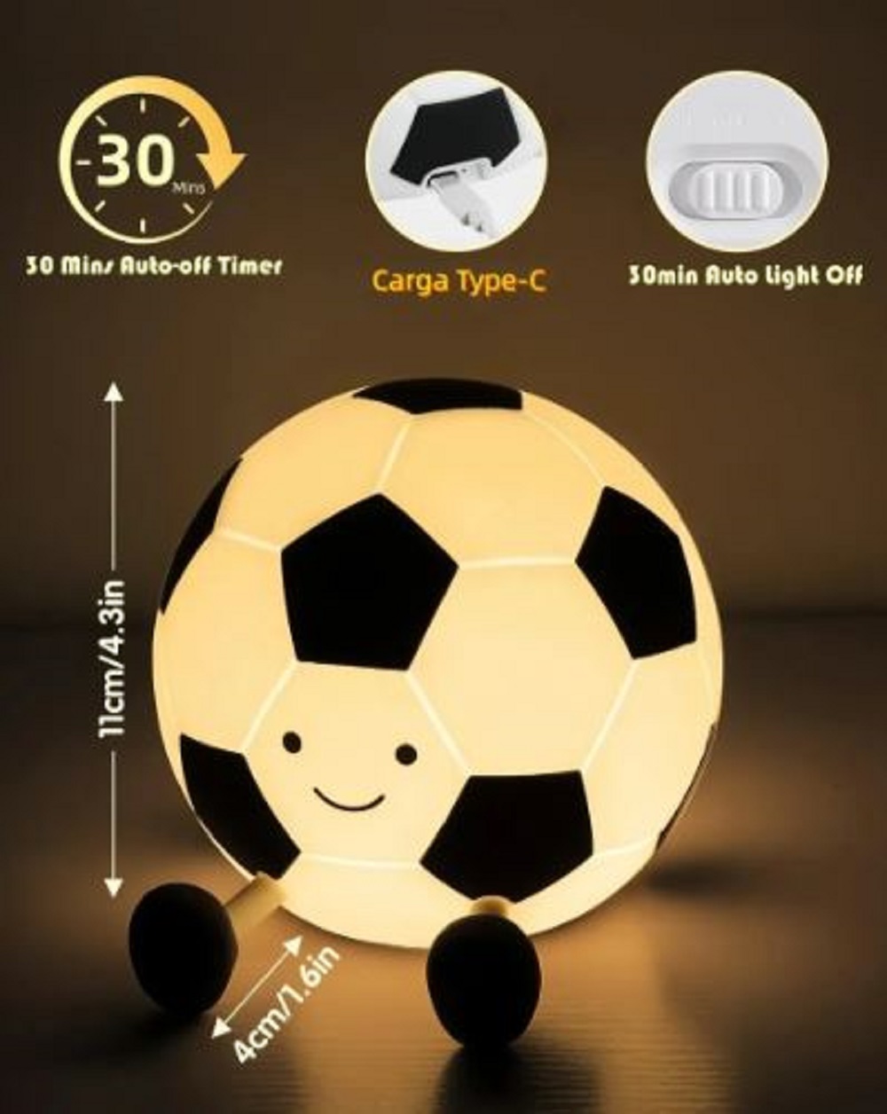 Luminária Silicone Bola de Futebol - Imagem 2